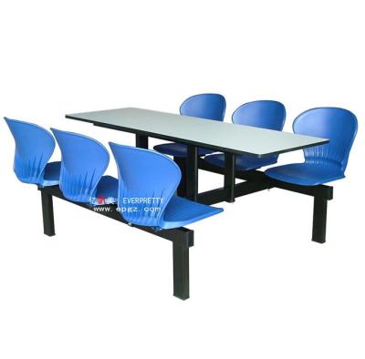 China interior & Outdoor Use School Canteen Furniture Cafeteria Dining Room Student Fixed Modern Metal Wood Dining Table With Chair For High School Student for sale