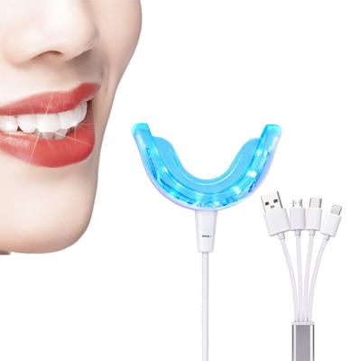 China Reusable 16 Pearl Wire Light Tooth Whitening Instrument Tooth Whitening Light Instrument Blue With Mobile Phone for sale