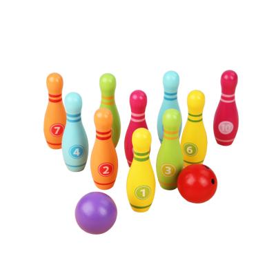 China Wholesale 3*10.5cm OEM Wooden Building Toy Models Animal Design Bowling Game Rolling Set for sale