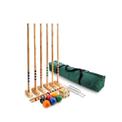 China Complete OEM 4-Player Wooden Croquet Set with Mallet Balls Outdoor Large Gateball Garden Game for sale