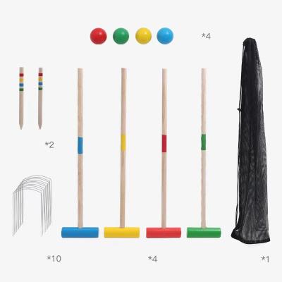 China Complete Wooden 4-Player Cartoon Croquet Set for sale