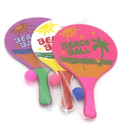 China Beach Plastic Rackets OEM Wooden Paddle Tennis Rackets Set Outdoor Game For FamilyCustomized Logo Catch Ball Game Set for sale