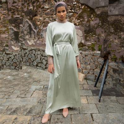 China Modest Muslimah Styling Women Sequin Dress Beach Holiday Swing Casual Loose Dress Islamic Dubai Muslim Dress LSM036 for sale