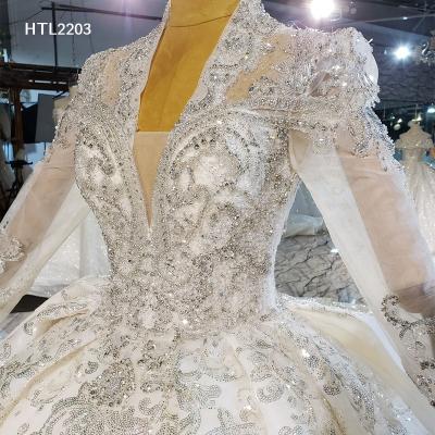 China Jancember HTL2203 Princess Women Fashion Long Anti-static Luxury Wedding Dresses With Sleeves for sale