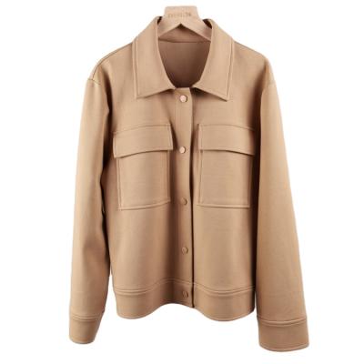 China Breathable EVERGLOW-made casual double pocket design chest jacket cotton spandex straight edge edition ladies jacket and coat for sale