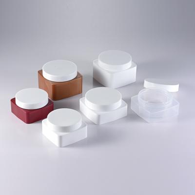 China Cosmetic Custom Cosmetic Packaging High End Plastic Jar , Square Cosmetic Jar for sale