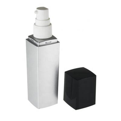 China 5ml-200ml Cosmetic White Clear PETG Square Arched Single Wall Bottle With PMMA ABS Black Cap Lid PP Pump PE Plug (GR Series) for sale