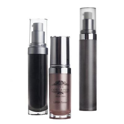 China 15ml 30ml 40ml Cosmetic Luxury Acrylic PMMA Round Double Wall Plastic Empty Bottle With PP Pump Sprayer Dispenser For Cosmetics (EN Series) for sale