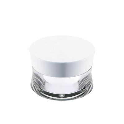 China PMMA Cosmetic Acrylic Luxury Fancy Oval Curved Shape Empty Double-wall Double Wall Cream Jar With ABS Cap PP Cup For Cosmetics Skin Care for sale