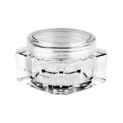 China 15ml Picosecond Cosmetic Clear Octagon Cosmetics Makeup Glitter Powder Jar Plastic Jar with Round Screw Cap Lid (BMB15) for sale