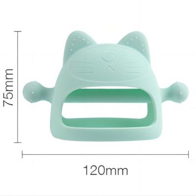 China Toy Wholesale New Arrival BPA Free Soft Silicone Teething Cat Shape Silicone Baby Teether Toys Soothing Pacifier With Clip For Babies for sale