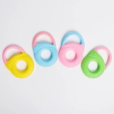 China Toy Wholesale Sensory Wooden Teether Soft Silicone Baby Kids Autism Chewable Sensory Toys Ring Silicone Baby Teether Cute for sale