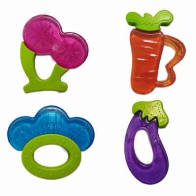 China Baby Friendly Soft Water Free Heated Fruit Shape Silicone Fruit Shape Silicone Toy Eco BPA Filling Teether Toys for sale