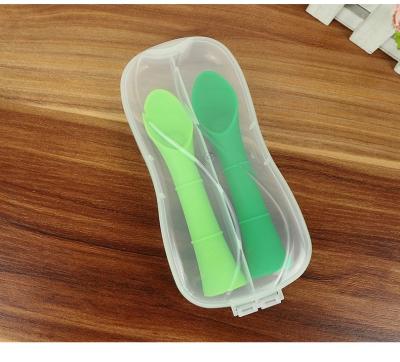 China New Product BPA Free Custom Colors Silicone Baby Spoon Food Grade Silicone Non-Toxic Baby Feeding Spoon for sale