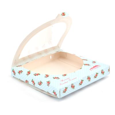 China Small Recycled Materials Desert Cookie Packaging Paper Gift Box With Window Lid for sale