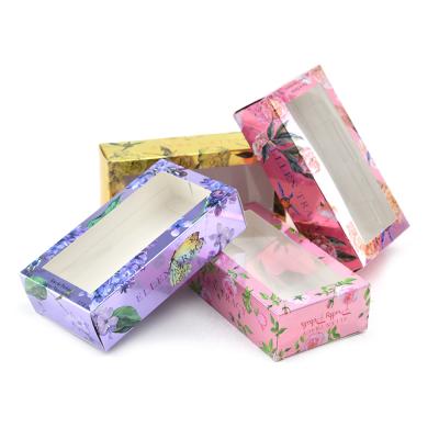 China Recycled Colored Materials Product Package Paper Soap Box With PVC Window for sale