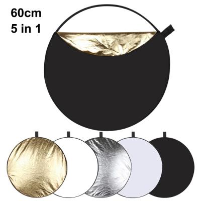 China Cheaper Price PULUZ 60cm Original Portable Foldable 5 in 1 (Silver, Translucent, Gold, White, Black) Folding Photo Studio Reflector Panel for sale