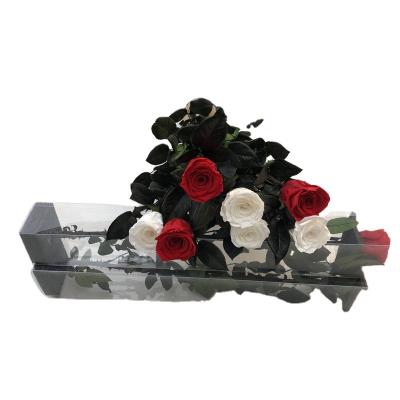 China Single Preserved Rose Of Real And Natural Decorative Flower Touch With Stem Flower Eternal Roses Forever In Glass Dome Valentine's Day Gift for sale