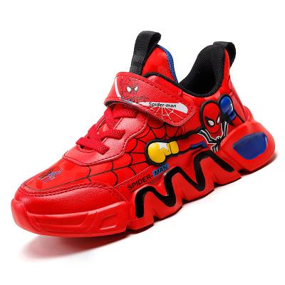 China Comfortable Cartoon Children's Leather TPR Boys' Sneakers Spiderman Sports Shoes for sale