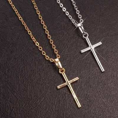 China 2022 TREND Women Religious Christ Crystal Zircon Cross Pendant Necklace Fashion Gold Silver Color Jewelry Men for sale