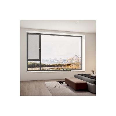 China Magnetic Screen Sliding Aluminum Door Window Thermal Break Double Glazed Tempered Glass Sliding Windows for sale