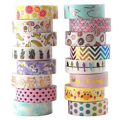 China Waterproof Custom Accepted Wholesale Adhesive Gold Foil Washi Tape Grid Printing Custom Masking Washi Tape for sale