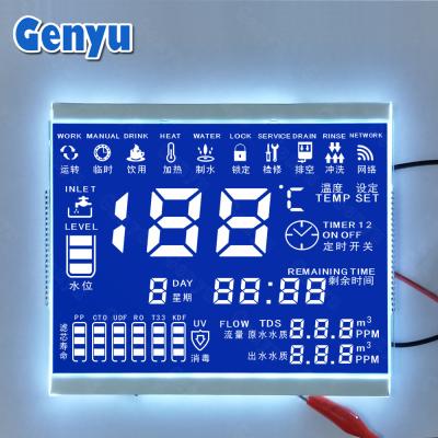 China Panel de pantalla LCD personalizado de 8 pulgadas segmentado azul HTN para dispensador de agua en venta