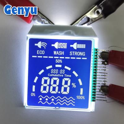 중국 맞춤형 크기 세그먼트 LCD 디스플레이 HTN 블루 PIN 백 백라이트와 연결 판매용