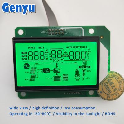 China 5.0V Custom Segment LCD Display HTN Positieve groene achtergrondverlichting Inverter LCD Display Te koop