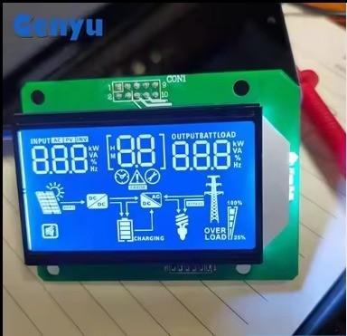 China Custom Segment LCD Display HTN Blau Negativ Weiß Zeichen 12 Uhr Anzeige zu verkaufen