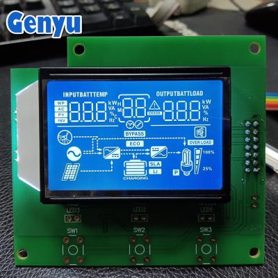 중국 LCD 7 세그먼트 디스플레이 HTN 화이트 온 블루 칩 탑재 AIP31621 인버터 드라이버 판매용