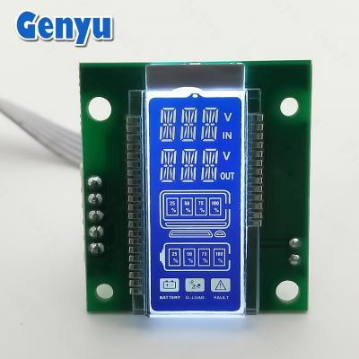 China RoHS 14 Segmento de pantalla LCD HTN fondo azul luz de fondo blanca SMT_HT1621 en venta