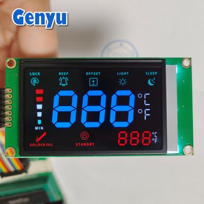 China Customized VA LCD Display Blue Digits 7 Segment Screen COB+Zebra 4.5V Supply for sale