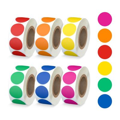 China 500pcs Colorful 25mm Circle Sticker Waterproof Custom Self Adhesive Direct Thermal Label Round Thermal Label Roll for sale