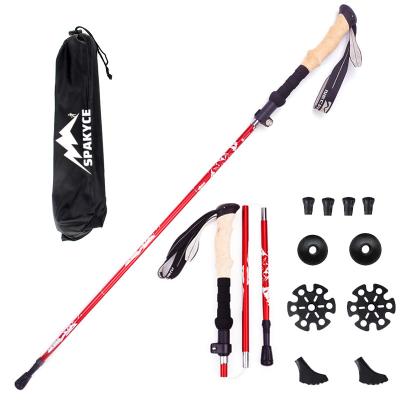 China EVA Walking Stick 7075 Outdoor Telescopic Trekking Poles Equipment Climbing Aluminum Hike Stick 65-135cm for sale