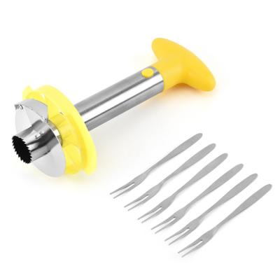 China Slicer Stocked Kitchen Tool Pineapple Hollow Punch Remover Industrial Pineapple Peeler 3 in 1 Stainless Steel Pineapple Hollow Punch Slicer Peeler Cut for sale