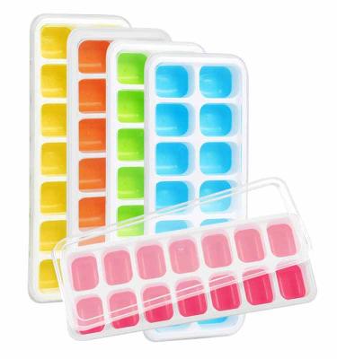 China Designer DIY Small Viable Rubber Ice Cream Animal Silicone Ice Trays Ice Cube Tray With Lid And Container Bin for sale