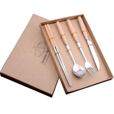 China Viable Products Supply Multifunctional Portable Chopsticks Spoon Fork Picnic Kitchen Accessories Travel Handle Cutlery Set for sale