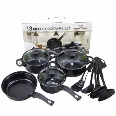 China Viable 13 Pieces Pan Kitchen Cookware Sets Non Stick Cookware Stick Cast Iron Kitchen Pan Set Cookware for sale