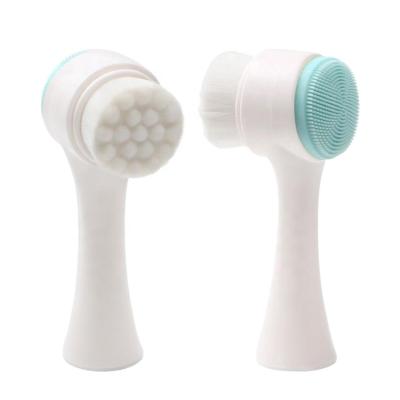 China Portable Side Touch Home Beauty Manual Dual Silicone Face Massager DEEP CLEANING Facial Cleansing Brush for sale