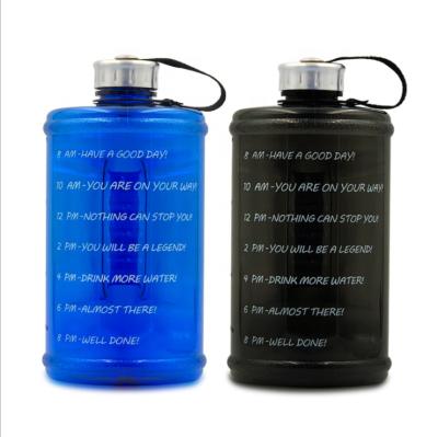 China Sustainable New Design Customized PETG Water Bottles 2200ml Fitness Gym Sport Plastic Free Water Bottle With Custom Time Manufacturer for sale