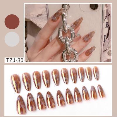 China 20PCS/Pack Wearing Nail Art Fancy Press On Mancure Tips Predesign Women Fake Nail Art Tips TZJ26-46 for sale