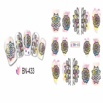 China for nail art BN433-444 nails full cover water transfer nail stickers with 12 designs in 1 sheet for nail art for sale