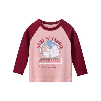 China New Fashion Toddler Clothes Cute Pink 100% Kids Girls Comfortable Cotton Anti-Shrink Long Sleeve T-shirt for sale