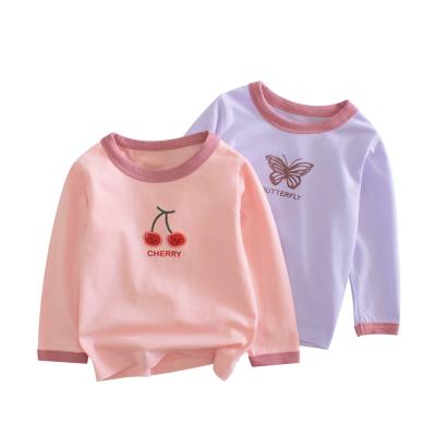 China Customizable Anti-Shrink Factory Outlet 2 To 8 Years Long Sleeve Girls Skin-Friendly T-Shirt for sale