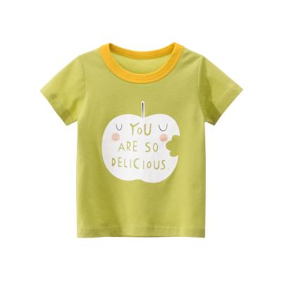 China Hign quality design anti-shrink green sweet apple printed pattern t-shirt for baby for sale