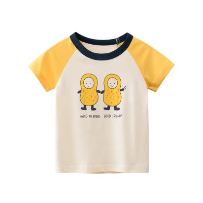 China 2021 Wholesale Anti-shrink Summer Children's Clothing Little Girl's Yellow T-shirt With Short Sleeves For Girls for sale