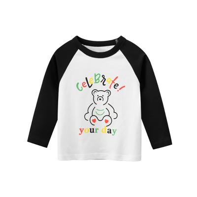 China Custom Wholesale New Children's Autumn Anti-Shrink Cotton Fabric Girl's T-shirt 100% O-neck Long Sleeve T-shirt for sale