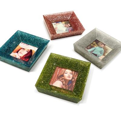 China Wholesale Unique Mum Suanti Glitter Polyresin Diamond Resin Picture Frame Eco-Friendly Large Picture Frames for sale