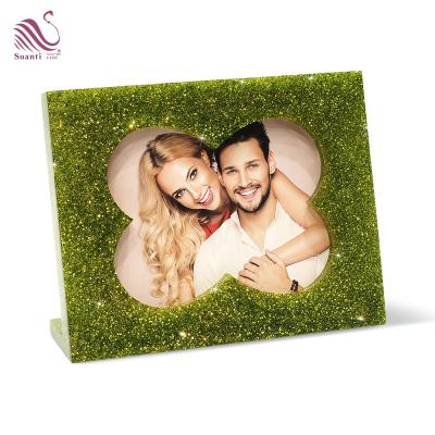 China Eco-friendly Glitter Memorial Decorative Home Decor Resin Diamond Suanti Crystal Photo Frame for sale